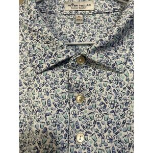 Peter Millar Summer Comfort Men's XL Polo‎ Shirt Geometric All Over Print